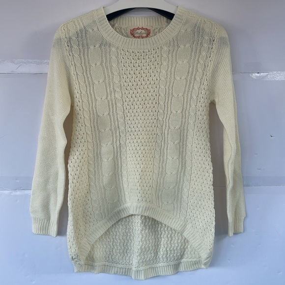 Wet Seal Ambiance Off-White Cable Knit High Low Sweater Small - Picture 6 of 7
